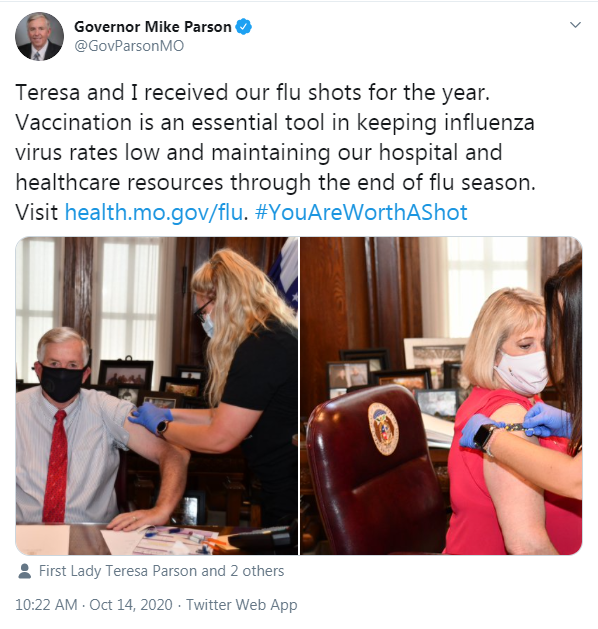 Gov. Parson and First Lady get flu shot